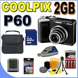 cheap Nikon Coolpix P60 8.1MP 5x Optical Zoom Digital Camera 25593 Black 2GB SD Memory Card BigVALUEInc Accessory Saver Bundle + MORE