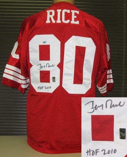 Jerry Rice Autographed/Hand Signed Throwback 49ers Jersey w/HOF