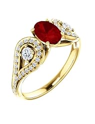 10K Yellow Gold 7.00x5.00mm Oval Cut Ruby and Diamond Ring -- LIFETIME WARRANTY