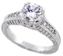 Sterling Silver Vintage Style Engagement Ring, w/ a 7mm (1.25 ct) Round CZ Stone, 5/16" (7mm) wide