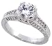 Sterling Silver Vintage Style Engagement ring, w/ a 7mm (1.25 ct) Round CZ Stone, 5/16" (7mm) wide