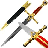 Trademark Gold and Red Masonic Dagger with Scabbard, 21.125-Inches