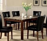 Dining Table with Marble-Like Top Rich Cherry Finish
