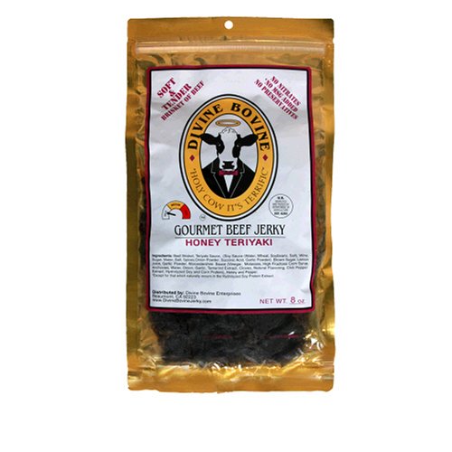 Divine Bovine Gourmet Beef Jerky, Honey Teriyaki, 8-Ounce Bag (Pack of 2) by Divine Bovine