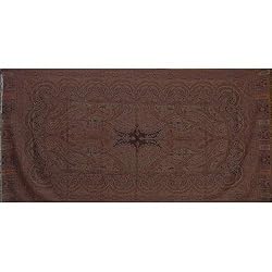 Wool Bedspread Asian Jacquard Pattern India 55 inches x 106 inches