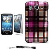 Premium Magenta Plaid Design Cover / 2 Piece Snap On Crystal Protective Har ....