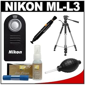 Nikon ML-L3 Wireless Infrared Shutter Remote Control + Tripod + Nikon Cleaning Kit for D5000, D3000, D90, D80, D70s, D70, D60, D50, D40x & D40 Digital SLR Cameras