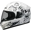 AFX Skull Adult FX-90 Sports Racing Motorcycle Helmet w/ Free B&F Heart Sticker Bundle - Flat White