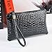 Women Crocodile Leather Clutch Handbag Bag Coin Purse (Black )