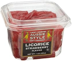Lucky Country Licorice, Strawberry, 16-Ounce Tubs (Pack of 4)