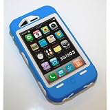 Case for Iphone 3G, 3GS - Blue Silicone Over White Hard Case
