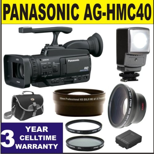Panasonic Professional AG-HMC40 AVCHD Camcorder w/ Wide Angle Lens + Telephoto Lens + 3 Year Celltime Warranty Panasonic Professional AG-HMC40 AVCHD Camcorder w/ Wide Angle Lens + Telephoto Lens + 3 Year Celltime Warranty