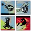 Cowboy Set by Adam Lewis 12"x12" Art Print Poster