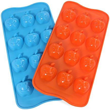 Candy Making Molds, 2PCS YYP [12 Cavity Apple Shape Mold] Silicone Candy Molds for Home Baking - Reusable Silicone DIY Baking Molds for Candy, Chocolate or More, Set of 2