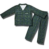 Calvin Klein Green/Navy Plaid Flannel Coat Style Pajamas for Children