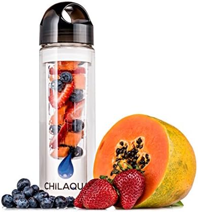 #1 Fruit Infused Water Bottle - Grey - 24 Oz - Made of Tough High Quality Eastman Tritan Material - Infuser Easy To Use - 100% Lifetime Satisfaction Guarantee