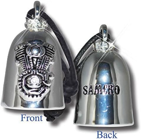 Sons Of Anarchy SAMCRO V-Twin Engine with Clear Stones Silver Plated Biker Bell