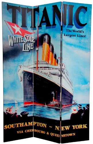 Original Classic Vintage Travel Poster Art Print - 6' Double Printed White Star Titanic & NYC Art Deco Penn Station Room Divider