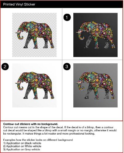 Decal Stickers Colorful Elephant Color print (7 X 4.9 inch) X9296