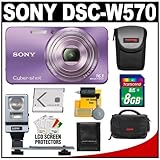 Sony Cyber-Shot DSC-W570 Digital Camera (Violet) with 8GB Card + Battery +  ....