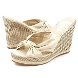 CutesyGirl Jazz21 Wedges Beige 6.5 Beige