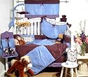 Sky Blue & Brown Suede Baby Crib Nursery Bedding SET 10pcs