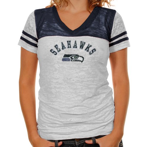 NFL Seattle Seahawks Coop Short Sleeve Women's T-Shirt With White And Primary Colors With Distressed Screen Print (White/Navy-X-Large) at Amazon.com