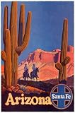 Santa Fe Railroad - Arizona - Saguaro Cactus 12x18 Poster