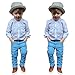 Rorychen Little Boys' 2 Pieces Stripe Long Sleeve Shirt and Trousers Set Outfit