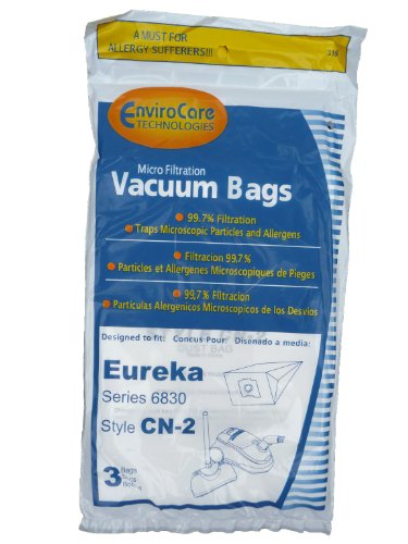 9 Eureka CN-2, CN2 Vacuum Bags by Envircare Series 6830, Power Team, Canister, General Electric Vacuum Cleaners, 61990A, 61990, 6830, 6831, 6833, GE6830, GE 6830