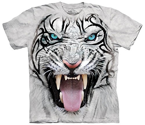 The Mountain Men's Big Face Tribal with Tiger T-Shirt, Gray, Large