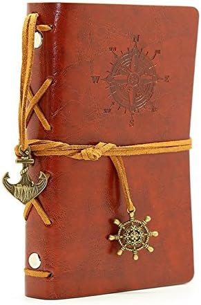 Vintage Retro Leather Cover Journal Jotter Diary Notebook (Red-brown)