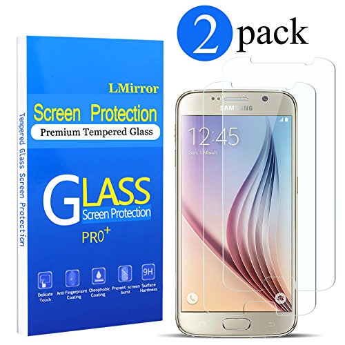 (2 Pack) Samsung Galaxy S6 Screen Protector, LMirror 0.3mm 9H Tempered Shatterproof Glass Screen Protector for Samsung Galaxy S6 -