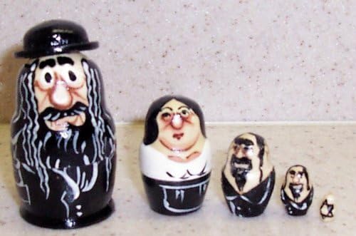 Hand made Russian mini Nesting doll Jewish family 5 pcs / 1.5 in