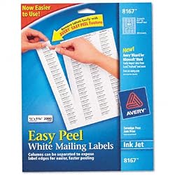 Avery Consumer Products AVE8167 Inkjet Labels- Mailing- 1-.75in.x.50in.- 2000-PK- White