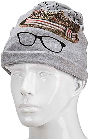 Orgrim Fashion Winter Classic Flower Print Beanie Ski Hat Neck Warmer 2 in 1 Hat Neck Wrap Cap (Light gray)