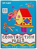 Top Flight Construction Paper, Assorted Colors, 9 x 12 Inches, 24 Sheets, Polywrapped (61104)