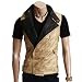 DOUBLJU Mens Casual Rider Coloration Faux leather Vest Jacket(VJ07)-BEIGE-Asian-2XL
