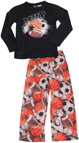 Fun Kidz - Little Boys Long Sleeve Sport Pajamas, Black, Orange 34743-8/10