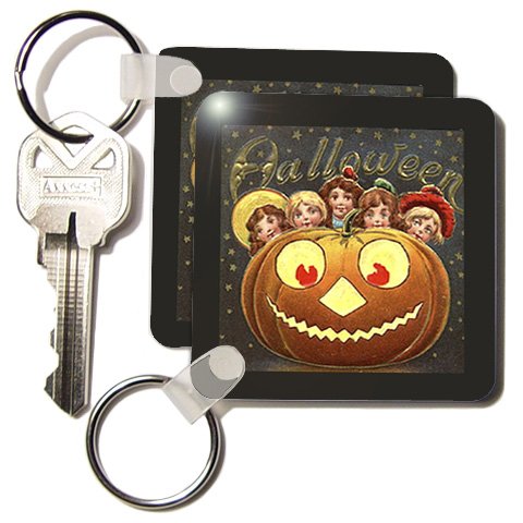 Vintage Halloween Jack o Lantern and Children - Set Of 6 Key Chains