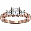 14K Rose Gold Diamond Three-Stone Engagement Ring - 0.80 Ct.