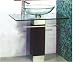 BATHROOM GLASS SINK/WASH BASIN WITH TAP AND POPUP WASTE - BLACK PEDESTAL