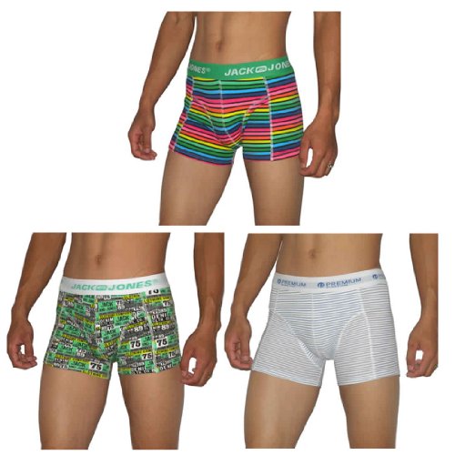 3 PACK: Herren Jack Jones Feinsten Bequeme Passform Boxer Shorts / Unterwäsche Slips