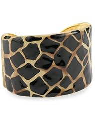 Kenneth Jay Lane Beige and Black Animal Print Cuff Bracelets