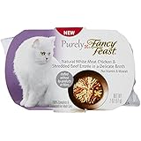 Purely Fancy Feast Natural White Meat Chicken and Shredded Beef Entree Cat Food, 2-Ounce Pouch, Pack of 10