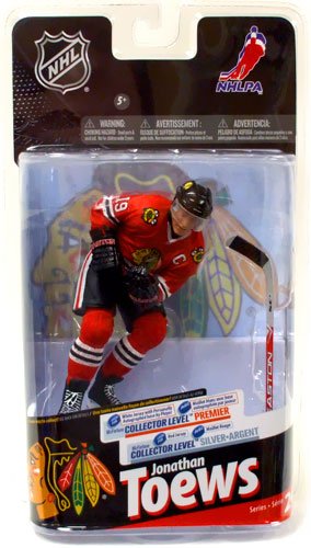 McFarlane Toys NHL Sports Picks Series 24 Action Figure Jonathan Toews Chicago Blackhawks Red Jersey Silver Collector Level Chase