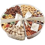 Broadway Basketeers Kosher Natural Dried Fruits & Nuts Gift Tray with Smokehouse Flavored Almonds, Salted & Roasted Peanuts, Cape Cod Cranberry Mix, Pecan Halves, Salted Pistachios and a Dried Fruit Medley, 2 Pounds