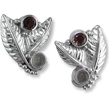 Sterling Silver Garnet & Moonstone Earrings by Sajen