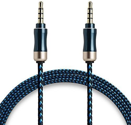 Vingsong [3.5mm Male to Male Audio Cable] High Quality 1.5m Braided Audio Aux Cable for Apple iPad, iPhone, iPod, Samsung Galaxy, Android Phone, Tablet , MP3 Players(Blue Connectors)