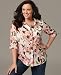 Jones New York Signature Plus Size Blouse, Rolled Sleeve Floral Fitted